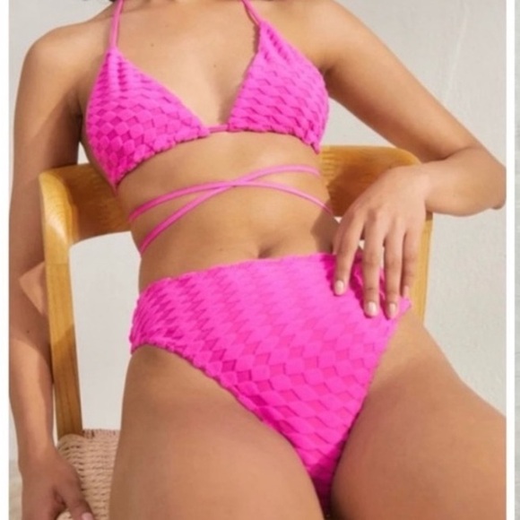 NWT Good‎ American Pink Jacquard Bikini Bottom - Picture 1 of 10